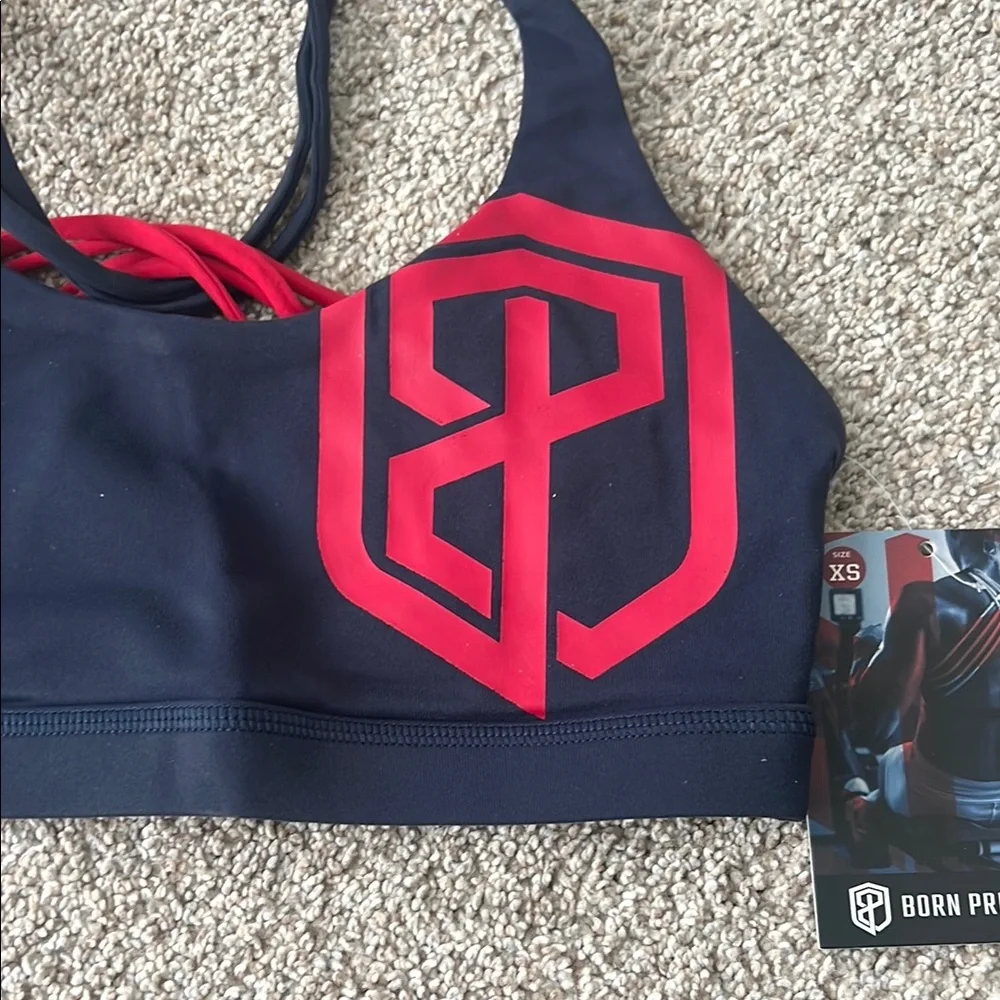 Born Primitive Vitality 2.0 Blue and Red Sports Bra with Geometric Logo - Picture 3 of 7